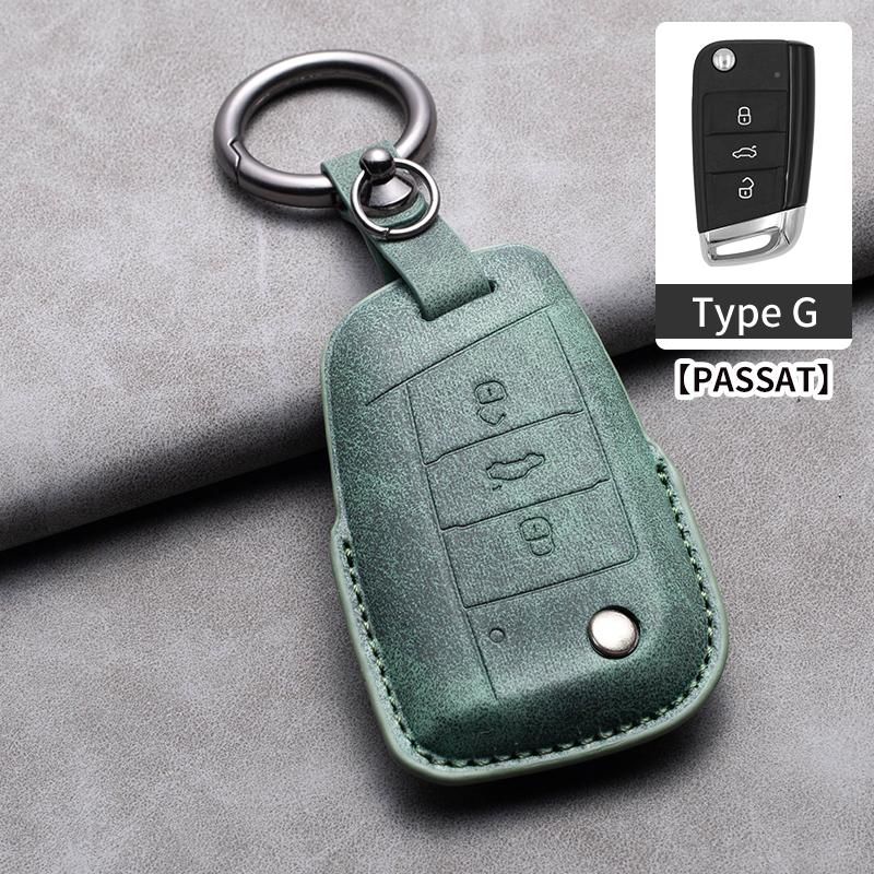 Styling Mouldings Sheepskin Leather Car Key Case Cover Fob For Volkswagen Polo VW Magotan Passat B8 TIGUAN MK2 Golf 8 2020 Car A