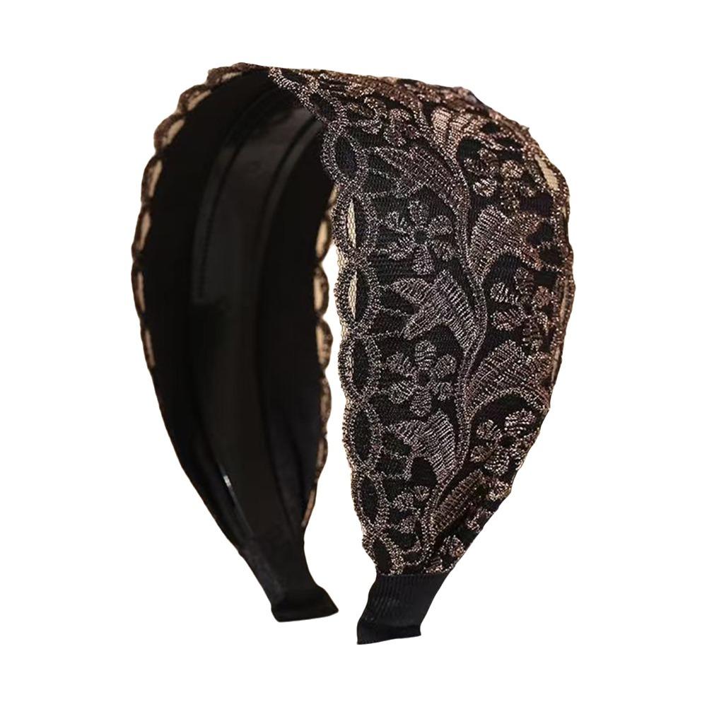 

Flowers Lace Mesh Hair Band Wide Side Hollow Headwear Ins Women Lace Hairbands Girls чёрный