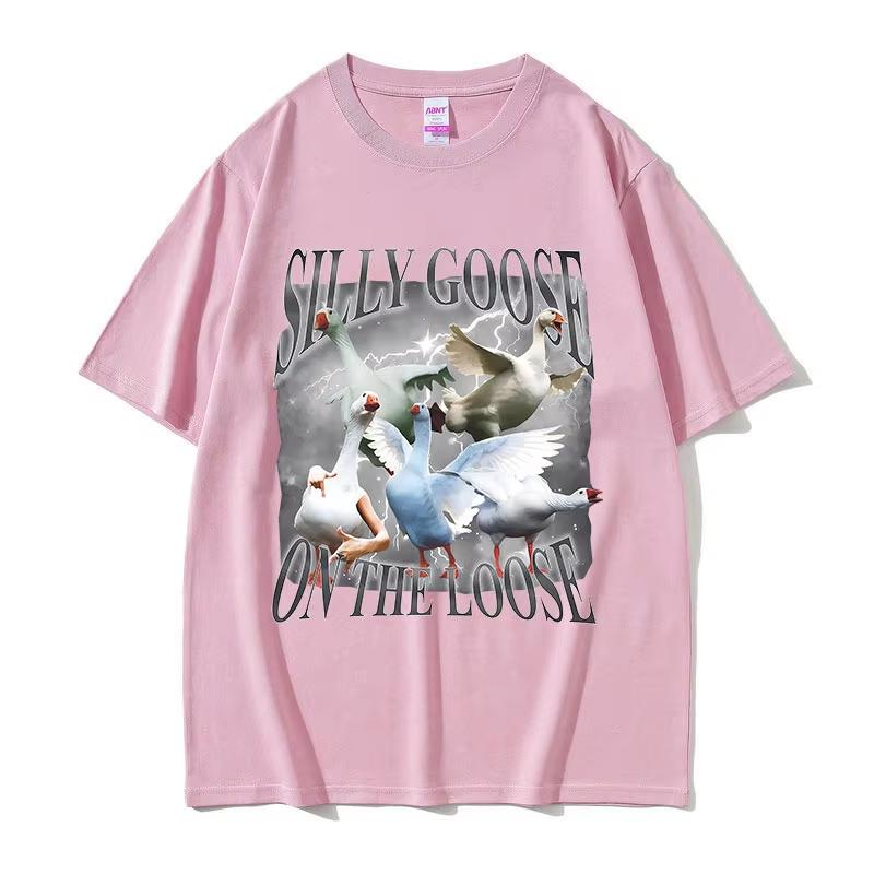 Silly Goose Goose on The Loose Funny Graphic T Shirt Unisex Women Fashion pure Cotton Short Sleeve Tshirt High Quality Tshirts