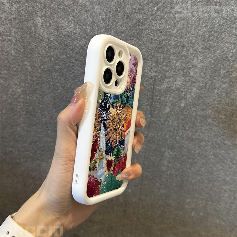 Retro Style Face Sun Stars Silicone Phone Case For iPhone 16 15 14 13 12 11 Pro Max 16E 7 8 Plus X XS XR Shockproof Soft Cover