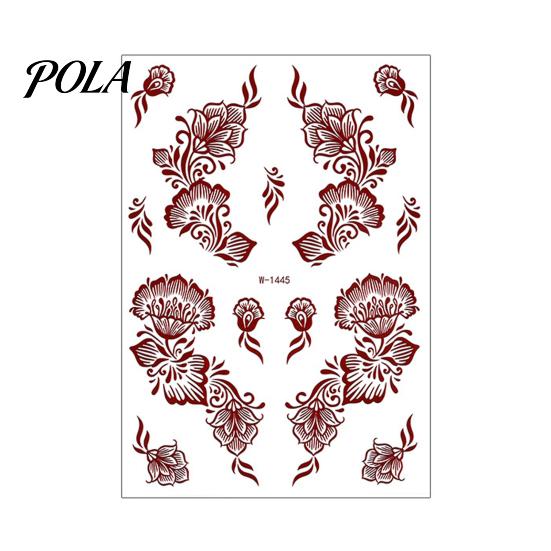 Henna Tattoo Stickers, Red Brown Waterproof Lace Temporary Tattoos, Indian Mehndi Body Art for Hands Feet, Festival Makeup