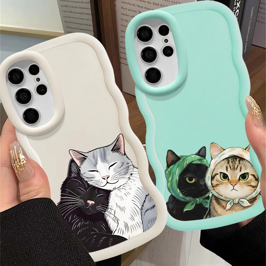 Soft Phone Cover Case for Samsung Galaxy A26 S22 Ultra S23 Plus S21 S25 S24 A25 S20 FE A24 A35 A34 A54 A55 A36 Cute Cat