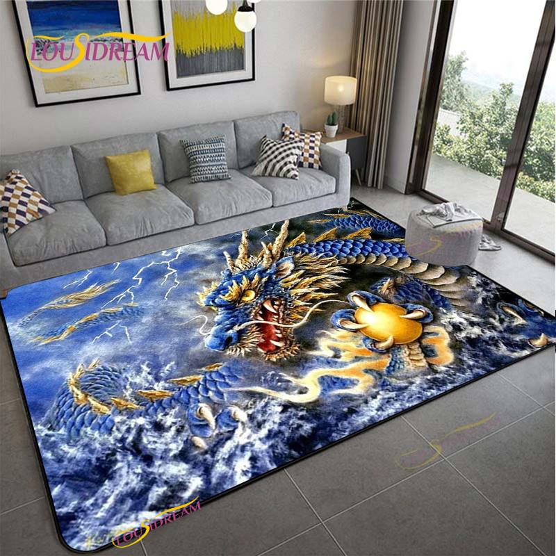 Alfombra Dragon and Tiger Fight Carpet Living Room Sofa Coffee Table Door Bedroom Rug Kitchen Kid Anti-slip Floor Mat Home Decor