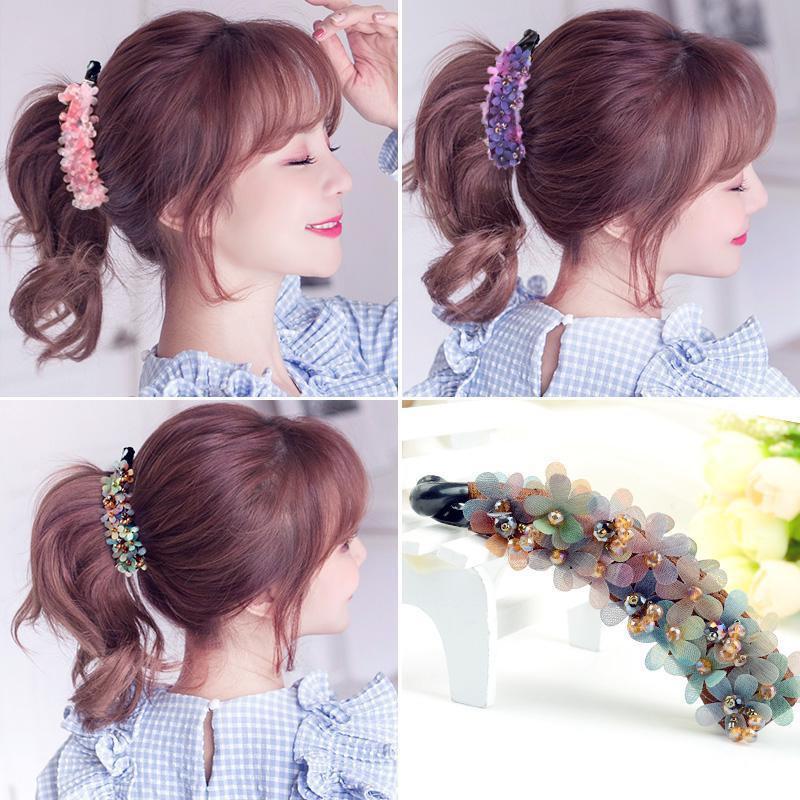 New Juan yarn flower hair clip Korean banana clip crushed ponytail clip coiled hair twist clip headdress YSL