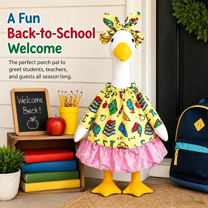 Porch Statue Costume Set for School Season Display with Polyester Fabric Outfit for Entryway Yard Garden and Front Door Accent Use