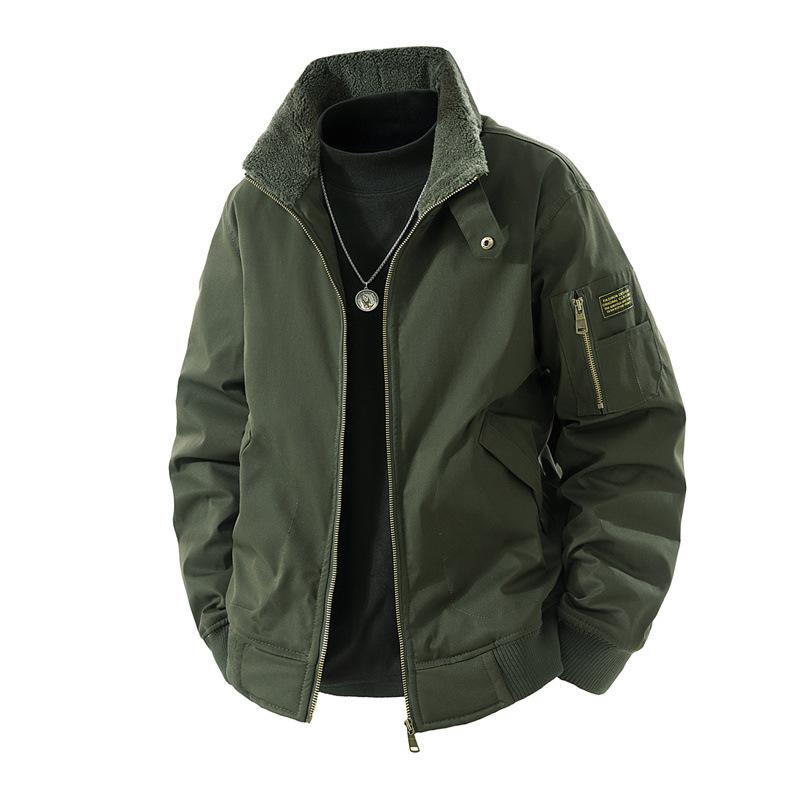 Autumn and Winter New Men's Casual Fashion Collar Plus Velvet Jacket Joker Padded Jacket