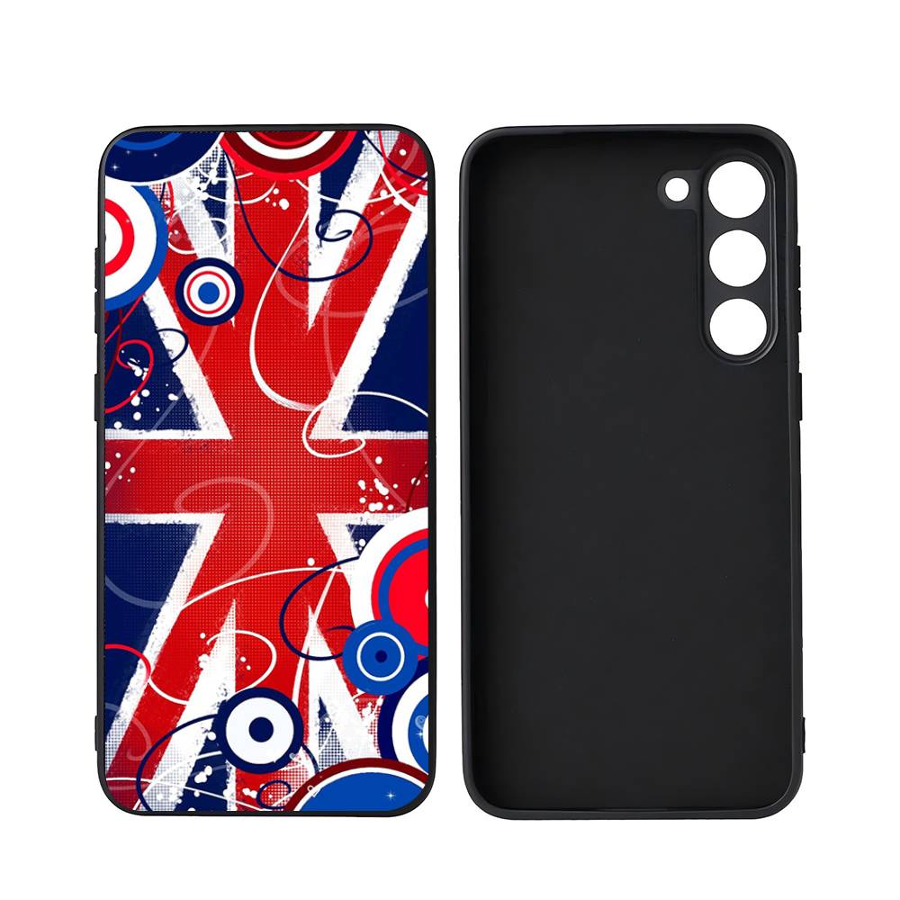 Uk Flag For Samsung Galaxy S25 S24 S23 Ultra S22 S21 Plus S20 Black Soft Silicone Protective Case