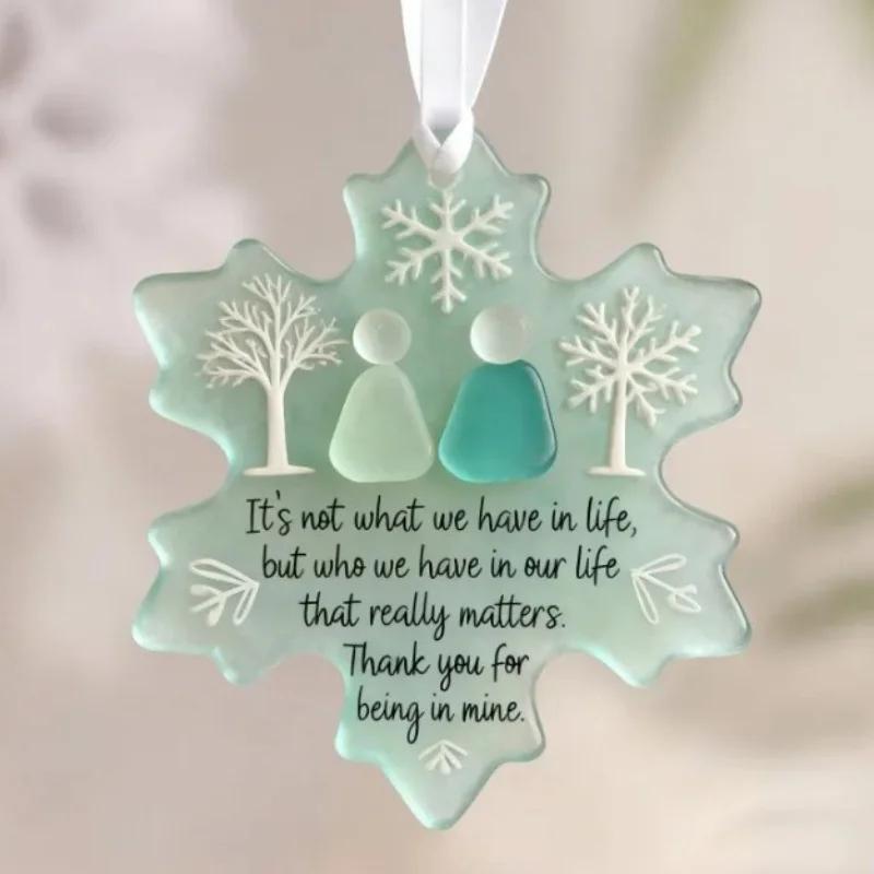 Snowflake-Shaped Sea Glass Friendship Decor Handcrafted Sea Glass Hanging Ornament Friendship Keepsake 2025 Christmas Decoration