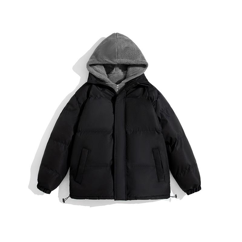 Big Yards of Fake Two-piece Cotton Clothing Men's Winter Down Padded Thickened Bread Clothing Cotton Jacket Hooded Cotton Jacket Thickened Warm