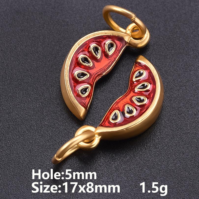 5pcs Fashion Strawberry Peach Watermelon Enamel Charm For Jewelry Making Supplies 3D Alloy Pendant DIY Accessories Findings Bulk