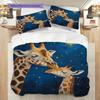 Starry Sky Giraffe Pattern Bedding Quilt Set Quilt Cover Pillowcase Home Decoration Birthday Gift (1 * Duvet Cover + 2 * Pillowcase, Without Core)