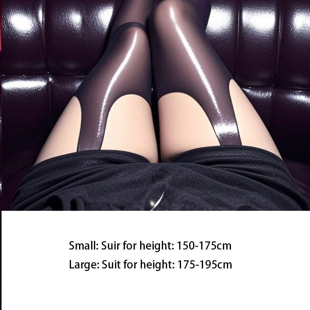 Summer Sexy Hollow Oil-Shiny Stockings Shiny Finish High Waisted Oil Glossy Pantyhose High Elastic Women's Leggings Underwear