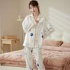 Spring and Autumn New High-end Imitation Cotton Pajamas Women's Summer Long-sleeved Trousers Set Women's Loose Large-size Loungewear