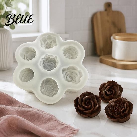 Nonstick Pastry Molds for Baking Rose Peony Silicone Mold 7 Cavities Mold Making Cake Professional Chocolate Candle Soap Non Stick Flexible