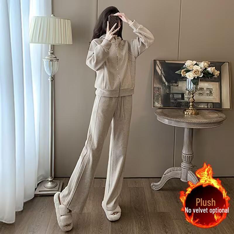 Chic Women's Hooded Sweater & Wide-Leg Pants Set - Stylish Early Autumn Casual Sportswear.