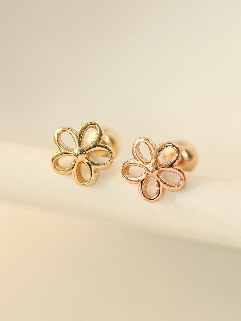 Minimalpiercing 14K Point Five-Petal Piercing Earrings