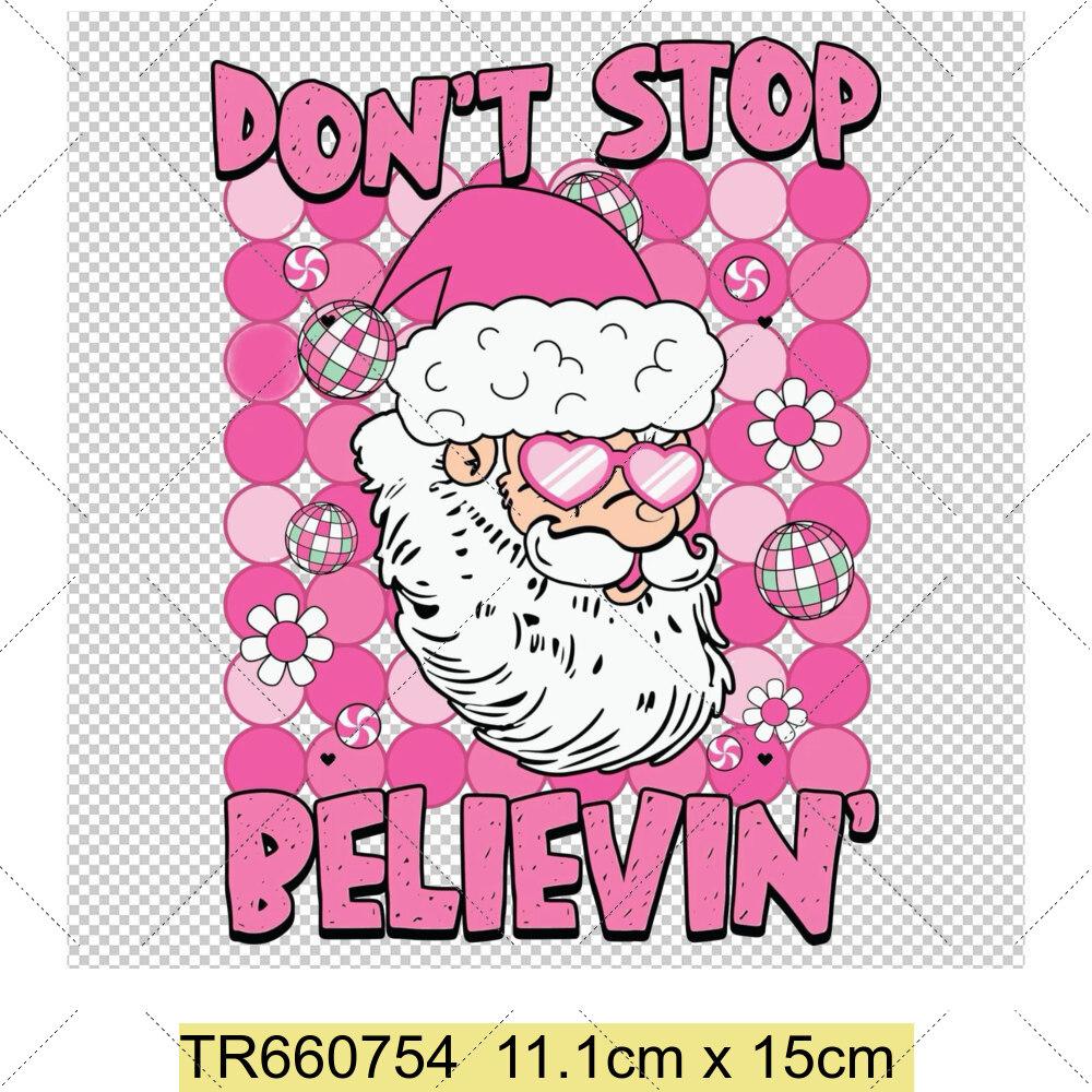 Santa Claus Christmas Tree and Reindeer Heat Transfer Sticker DIY Clothing Sewing Supplies Christmas Short Sleeves Patches