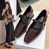 High heels women's autumn 2025 new French retro square head thick heel with temperament light mouth versatile single shoes