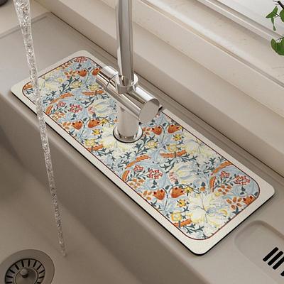 Splash Guard For Sink Sink Drying Mat For Kitchen Counter Soft Bathroom Counter Top Drip Catcher Pad With Round Hole For Hotel
