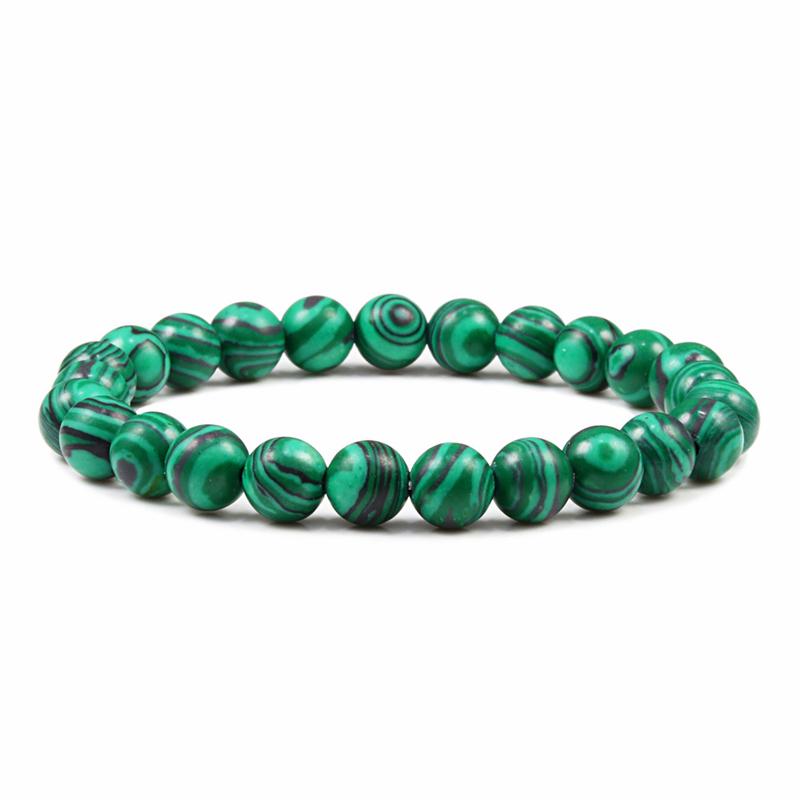 New Blue Malachite Natural Stone Bracelets Women Men Chakra Prayer Mala Buddhist Beads Bracelet Bangle Yoga Strand Charm Jewelry