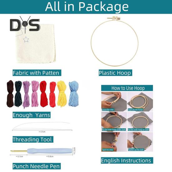 DIY Punch Embroidery Kit Highland Cow Punch Needle Kit Punch Needle Stickerei Starter Bastelset für Erwachsene und Kinder Festival Geschenk