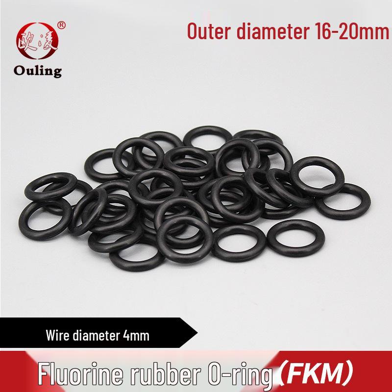 

Black Fluororubber O-ring, Outer Diameter 16/17/18/20mm, Cross-section 4mm, Pressure, Ozone, and Aging Resistant Seal. OD 16mm x 4mm (10 pcs) Black Fluororubber O-ring