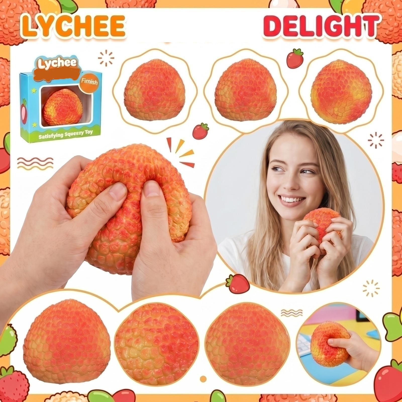 

Squishy Sensory Toy Lychee Shape Soft Squeeze Stress Relief Toy for Kids and Adults Durable Material Slow Rising One Size