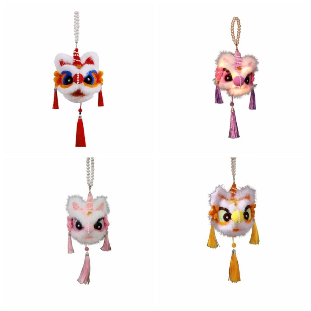 Handheld New Year Luminous Lantern Twisted Stick Lion Lantern Keychain Plush Lion Pendant  Children