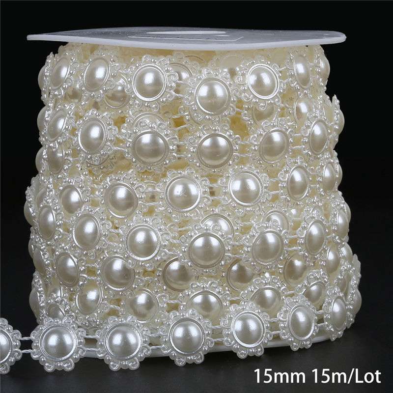 Multi-Size ABS Imitation Pearl Beads Chain Trim for DIY Wedding Dress Costume Applique Craft Accessories
