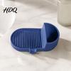 Waterproof Soap Protector Silicone Dish with Drain Spout No Drilling Non-Slip Saver Tray Bathroom Sink Organizer Holder Side Storage Box for Shower