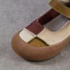 Johnature Genuine Leather Mixed Colors Soft Soled Women's Shoes Retro Round Toe Shallow Flat Shoes