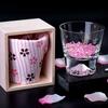 Fuji Fuji Pair Set of 2 Fuji Rocks Glasses and Sakura Fuji Rocks Glasses Edo Glass Fuji and Cherry Blossom Design Whiskey Glasses with a Postcard from