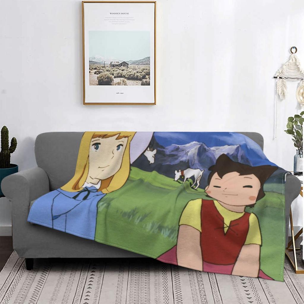 Heidi Ein Mädchen aus den Alpen Decke Fleece Ganzjahres niedlicher Cartoon Multifunktionale Weiche Kuscheldecke für Bettwäsche Schlafzimmer Bettüberwürfe