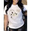 Lässiges Kurzarm-T-Shirt für Damen in europäischer Größe - Bequem und atmungsaktiv mit einem herzförmigen Blumenmuster