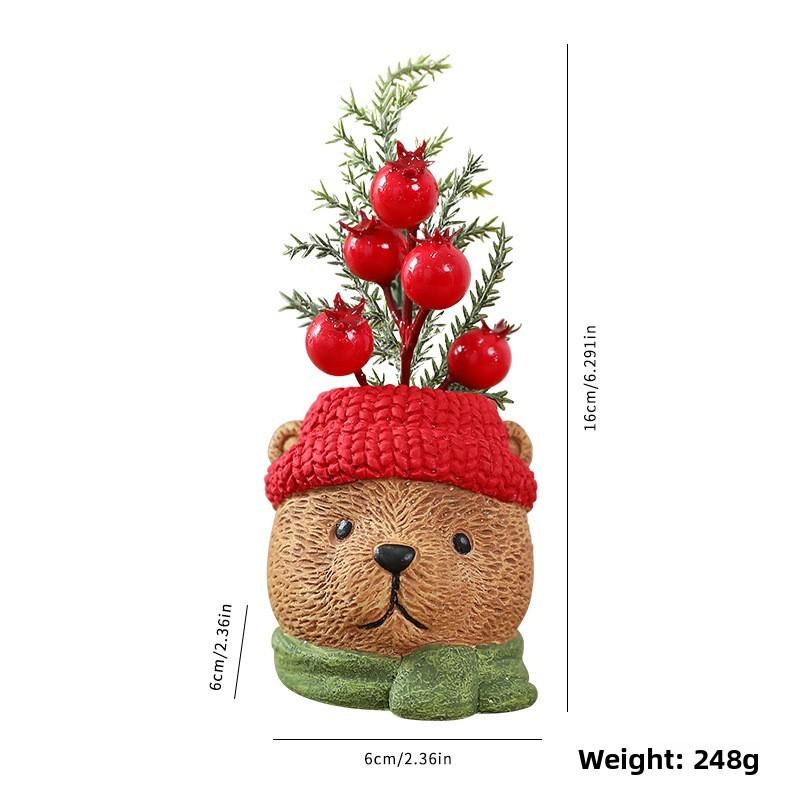 Resin Ornaments Christmas Set With Santa Snowman And Little Bear Figures