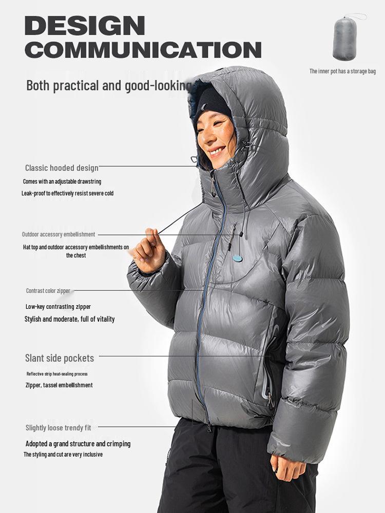 Men's Trendy Windproof Packable 90% Down Feather Puffer Jacket with Velcro Closure