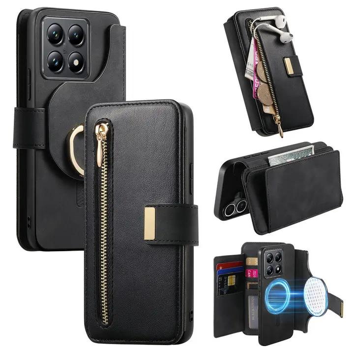 Für Xiaomi 15T 14T 13T 14 Pro 5G 2-in-1 Abnehmbare Leder Reißverschluss Geldbörse Hülle Für Xiaomi 17 Handyhülle Mi 13T 14T 15T 15 Hülle