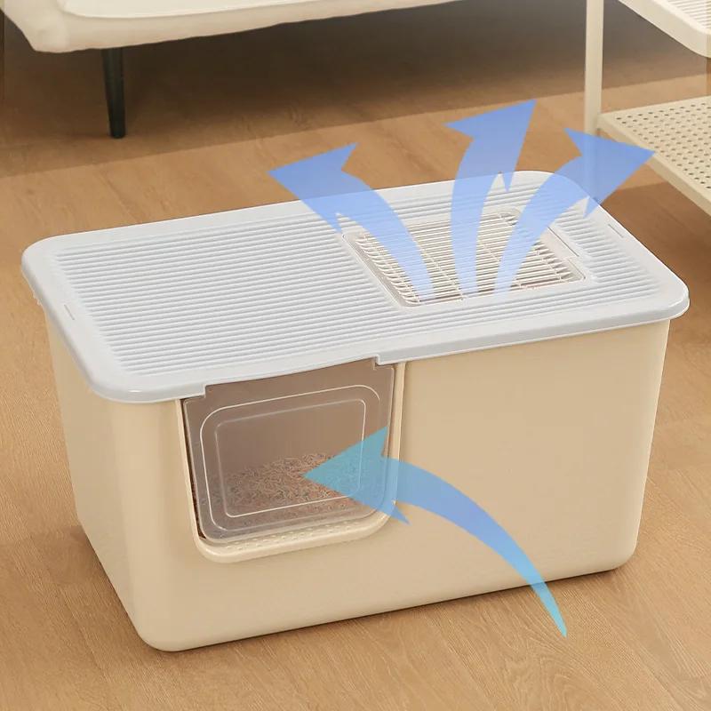 Large Space Pet Cat Litter Box Fully Enclosed Large Anti-splash and Odor-proof Feces Box Totally Closed Cat Toilet Cat Supplies