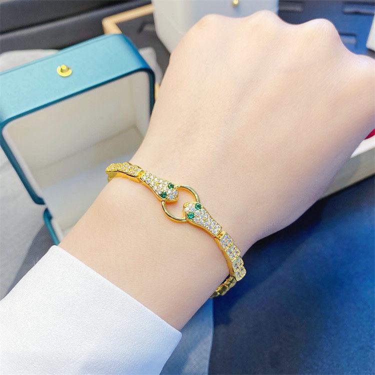 Gold Color High-grade Snake-shaped Full-drilled Snakehead Bracelet Female Vietnamese Sand