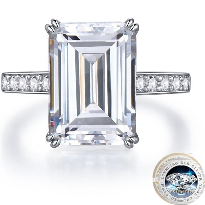 

Кольцо Bague Ringen 10*14 с муассанитом для женщин, роскошные свадебные украшения Bridel с лабораторными бриллиантами 10*14 мм, кольца из 100% стерлингового серебра 925 пробы 10*14 Moissanite No.8 белый