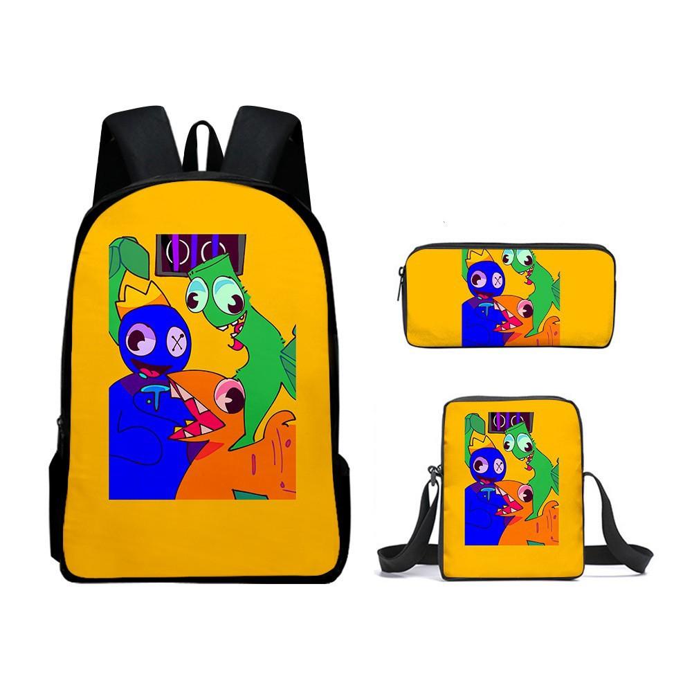 Rainbow Friends Zaino Scolastico Rainbow Friends Zaino Cartone Animato Borsa a Tracolla Astuccio Set da Tre Pezzi