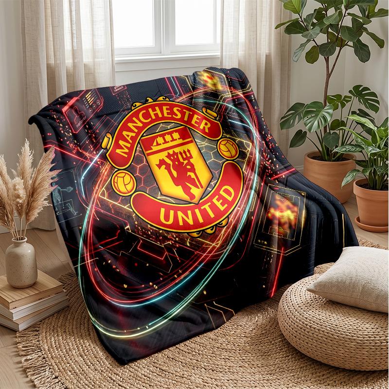Manchester United Theme Blanket Soft Flannel Blanket Plush Throw Blanket Cozy Sofa Bed Blanket for Home Decor