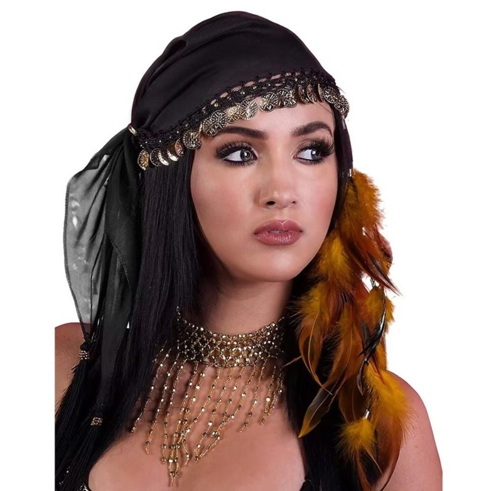 Crochet Belly Dance Accessories Pretty Dance Costume Headwear Fashion Coin Headscarf  Gypsy Dance