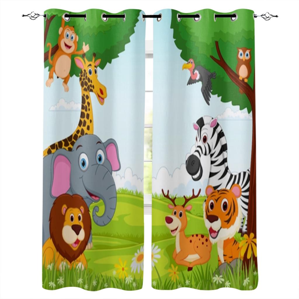 Tropischer Dschungel Tier Cartoon Giraffe Fenster Vorhänge Wohnkultur Wohnzimmer Vorhänge Schlafzimmer Vorhänge Küche Tür Vorhänge