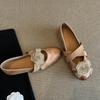 Fashion Women's casual light yellow round toe shoes retro camellia flat bottom cross with shallow mouth simple comfortable single shoe