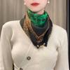 Luxury Design Cotton Linen Triangle Neck Protection Silk Scarf Winter Warm Soft Magnetic Buckle Scarf Small Square Scarf Women