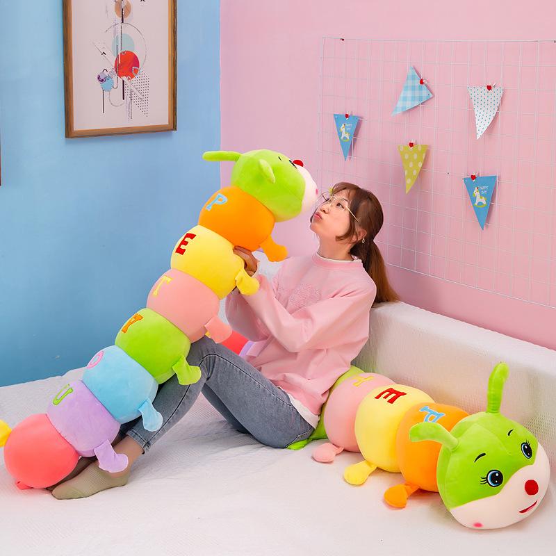 Colorful Caterpillar Plush Toy - Large Sleeping Pillow for Girls