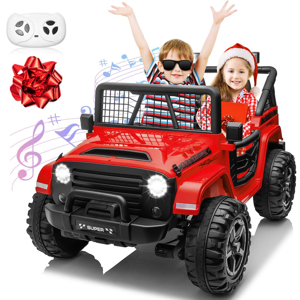 24V Ride on Truck Car w/Remote, XL 2 Seater Outdoor Toys 4WD/2WD Switchable, 4x200W Motor Power Four Wheels, Electric Car for Bi