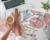 Gaming Mouse Pad and Keyboard Pad Floral Retro Pattern 120X60 Cm
