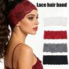 Korean Lace Floral Headbands Sweet Wide Lace Trim Hairband Solid Color Wide Hollow-Out Lightweight Headwrap Elastic Hair Bands